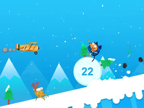 Dog on Snow Ball