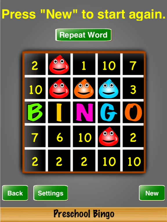 Preschool Bingo iPad screenshot