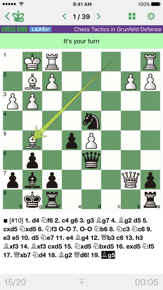 #1. Chess Tactics. Grunfeld Def. (iOS) Podle: Chess King