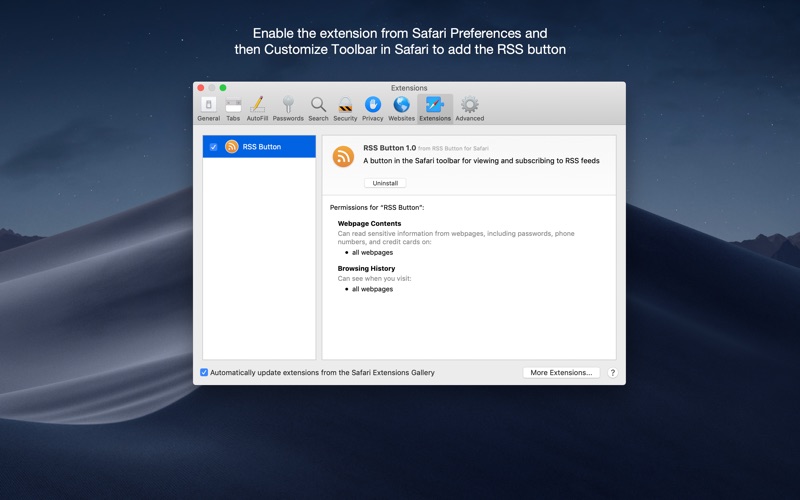 RSS Button for Safari Screenshot