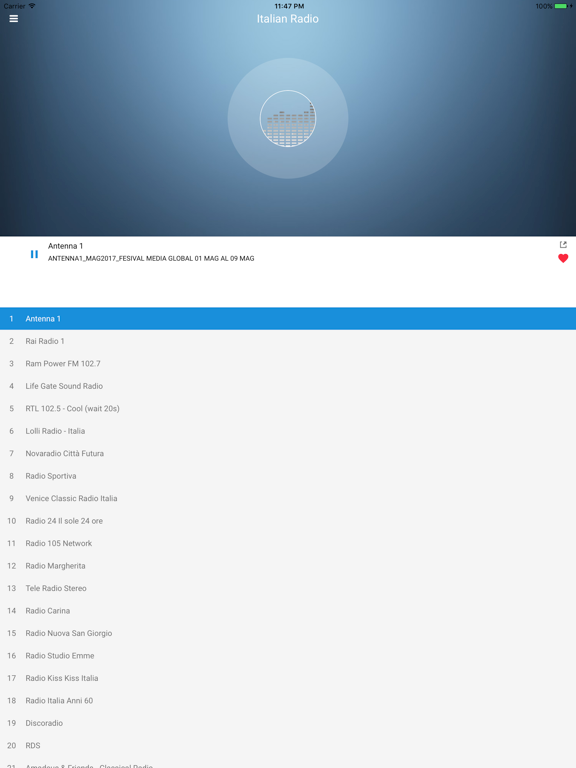 Italy Radio Station Italian FM iPad screenshot 4 - Music app