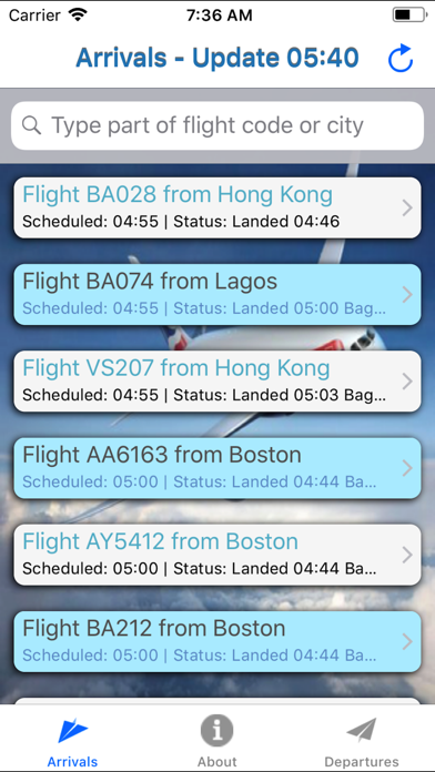 Screenshot #1 pour Heathrow Flight Status Alerts