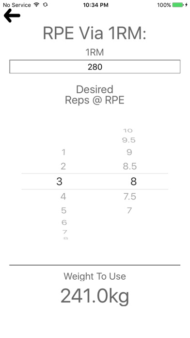 RPE Calculator screenshot 2