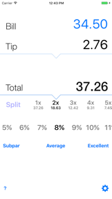 Tip calculator 'Tipping made easy' screenshot
