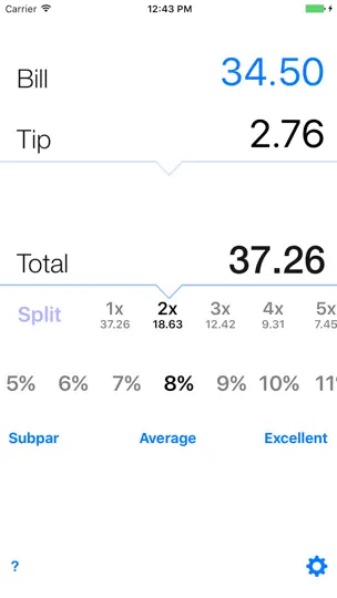 Capture d'écran de Tip Calculator 'Tipping Made Easy' sur iPhone 3