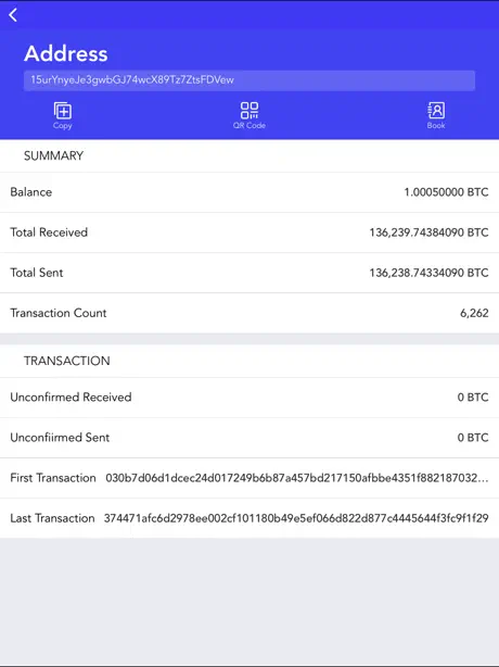 Blockchain BTC Address Book