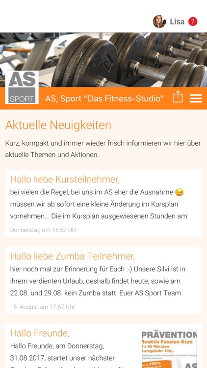 AS, Sport “Das Fitness-Studio”