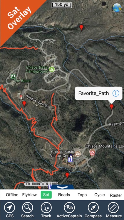 Big Bend National Park GPS outdoor map with guide