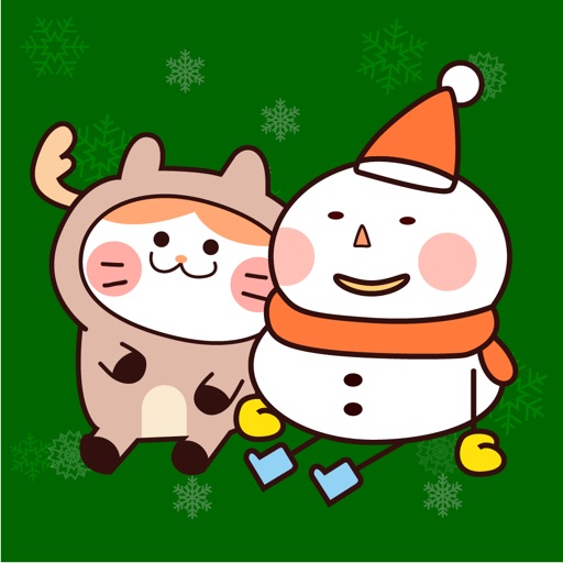 Snowman and Cat at Christmas Icon