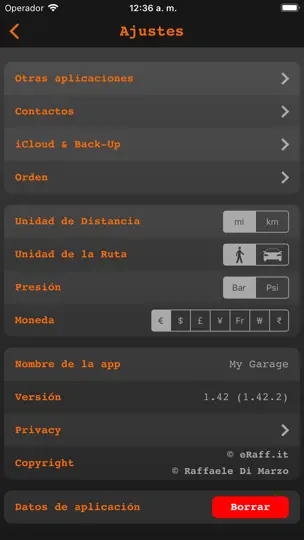 Captura de pantalla de My Garage Administrar Vehículo en iPhone 7