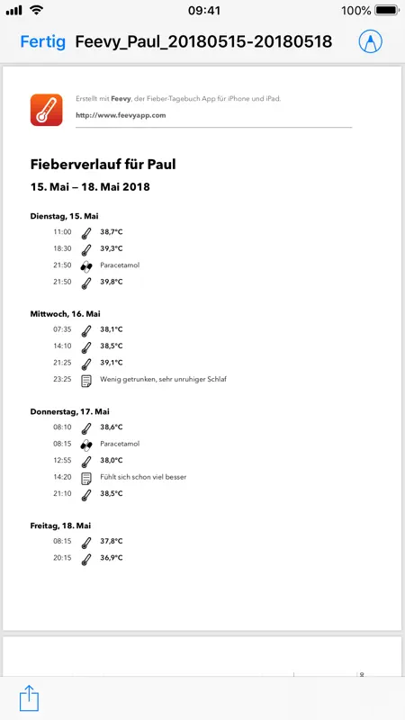 Feevy – Fieber Tagebuch screenshot 6 of 6
