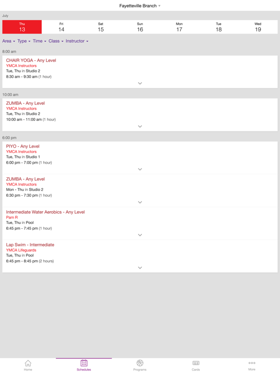 YMCA of the Sandhills iPad screenshot 4 - Health & Fitness app
