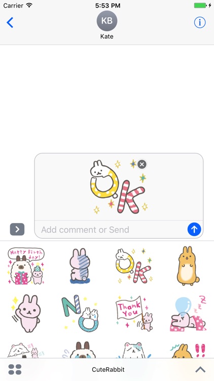 Cute rabbit with emotions stickers