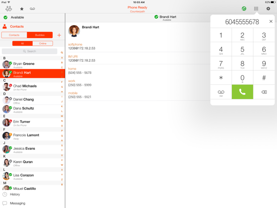 Bria Enterprise iPad app afbeelding 3