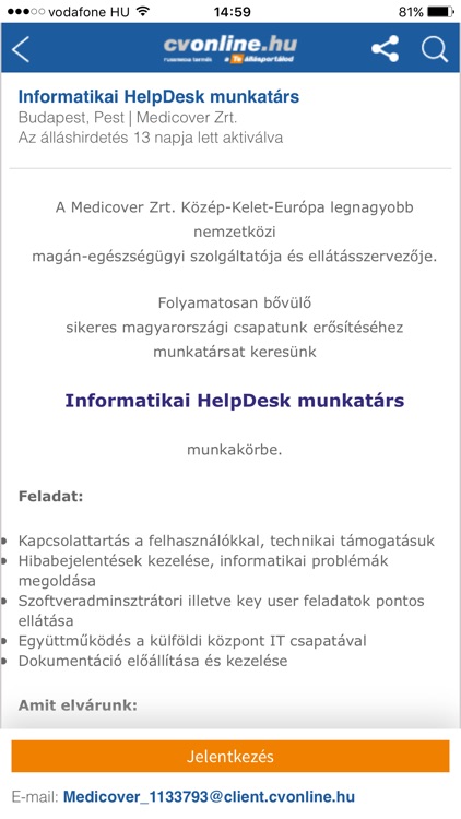 Cvonline.hu állások