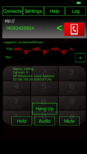 Capture d'écran de WeePhone SIP sur iPhone 1