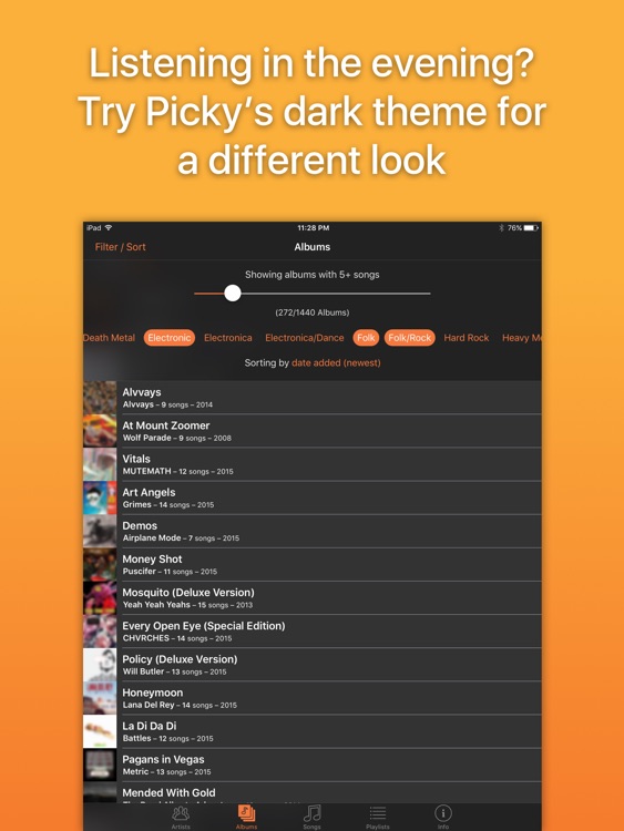 Picky for iPad: Filter, queue, and play your music screenshot-3