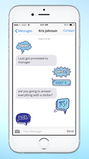 Blue Speech Bubble Words Text Sticker Pack(圖2)-速報App