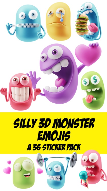 Silly 3D Monster Emojis Sticker Pack