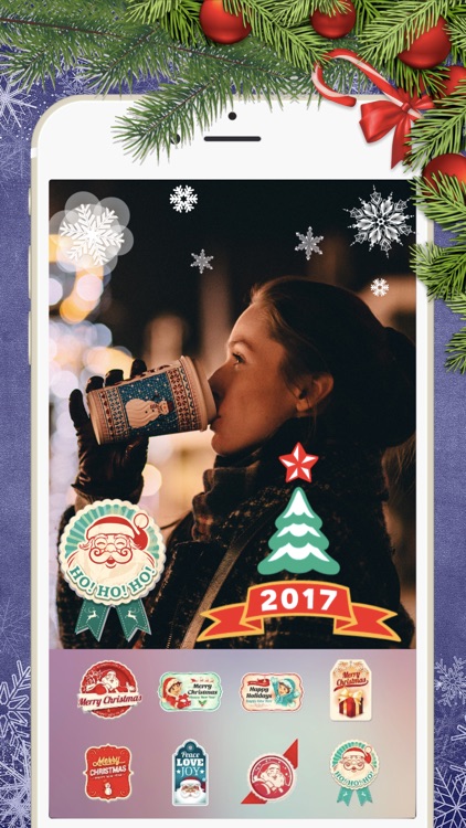 Happy Christmas & New Year Stickers for Pictures