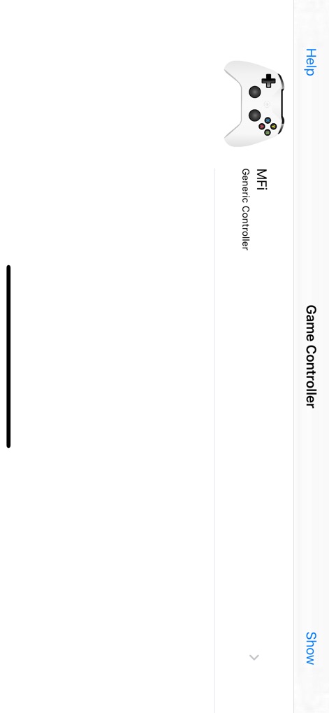 Game Controller Tester Gamepad - A interface de seleção de controles é apresentada, permitindo que os usuários escolham seu dispositivo como o "MFI Generic Controller" e vejam um ícone representativo para fácil identificação.