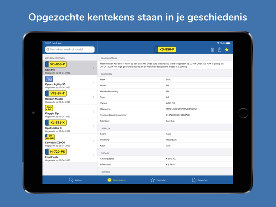 Kenteken Check iPad app afbeelding 4