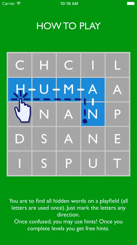 Fillwords - find hidden words