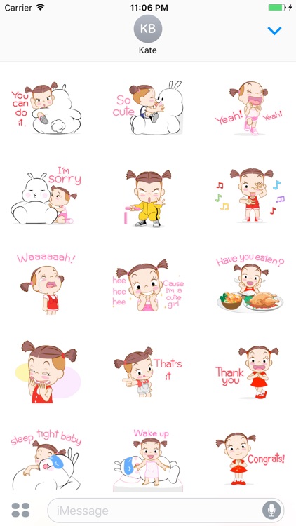 Fiona The Cute Girl Animated English Stickers