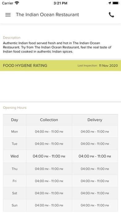 The Indian Ocean Restaurant. Screenshot
