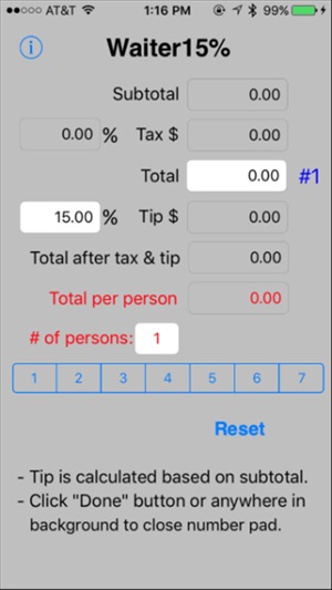 Waiter15% Tip Calculator