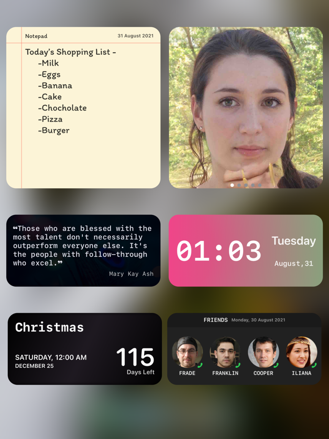 Widget Combo - Captura de tela de notas adesivas