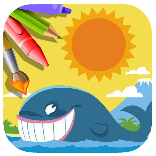 Big Whales Coloring Page Game Free Education Icon