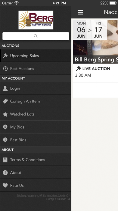 Bill Berg Auctions Screenshot