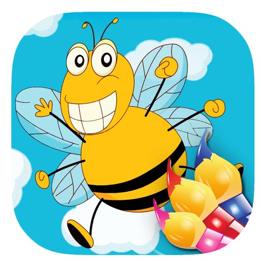 Coloring Page For Cute Bee Game Toddler Kids Icon