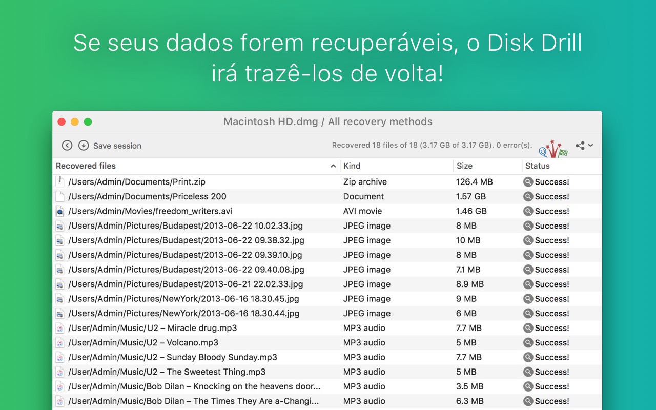 Screenshot do app Disk Drill Media Recovery