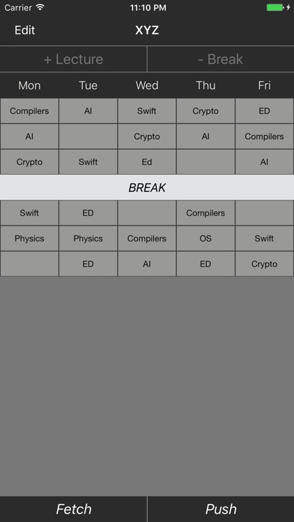 Universal Time Table Widget