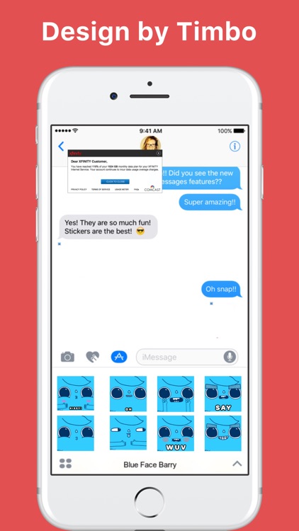 Blue Face Barry stickers by Timbo Johnson