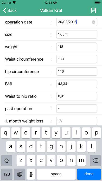 Medical Data Screenshot