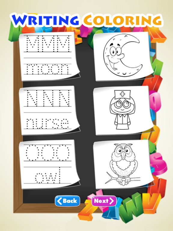 Writing Words, Letters A to Z and Coloring Book iPad screenshot