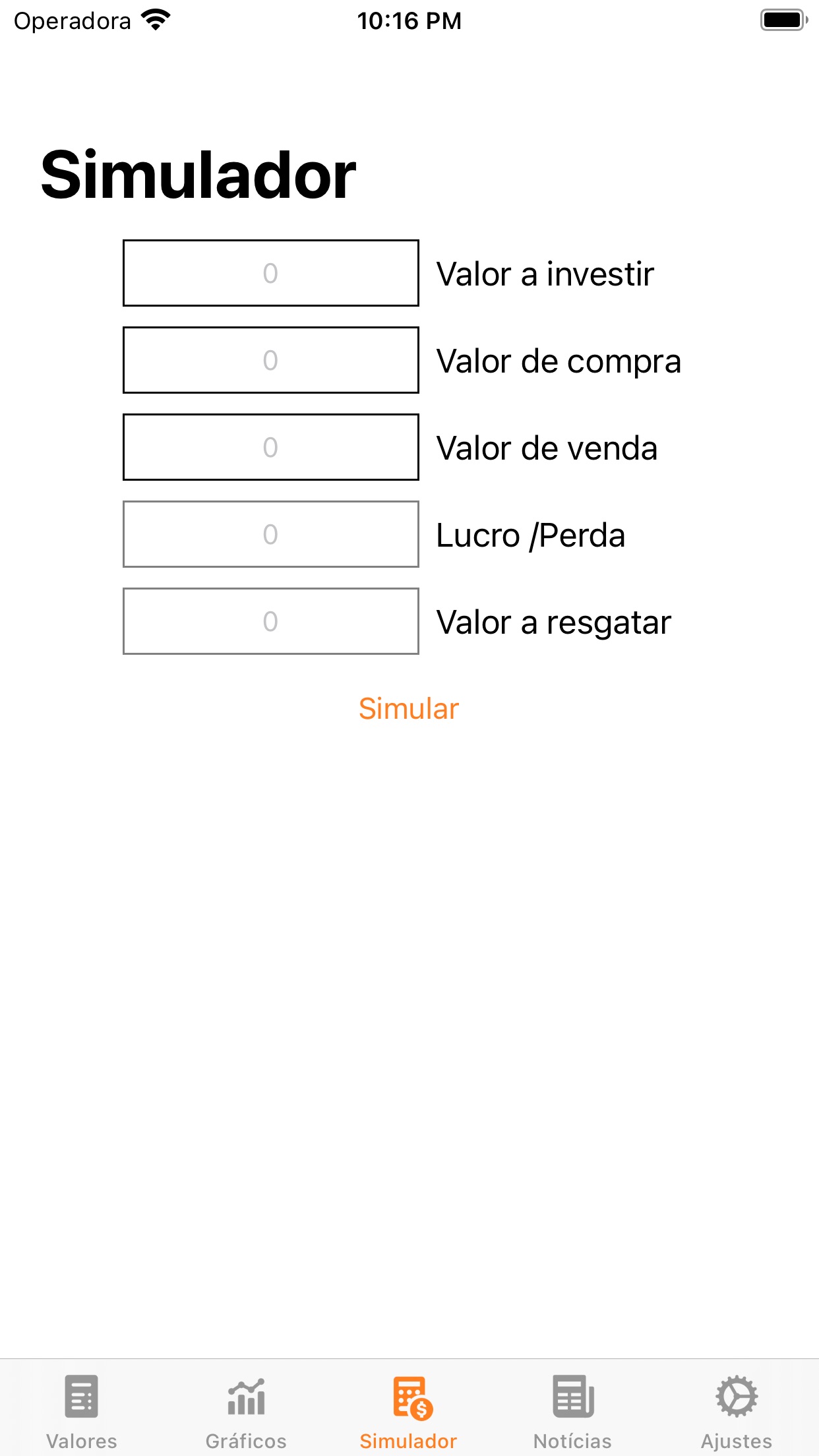 Screenshot do app Bitcoin Sentinel