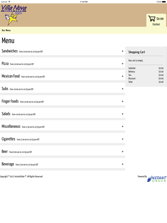 Villa Nova Drive Thru iPad screenshot 1 - Food & Drink app