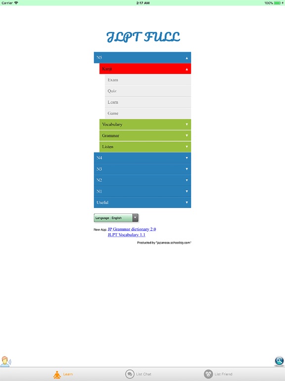 JLPT iPad screenshot 2 - Education app