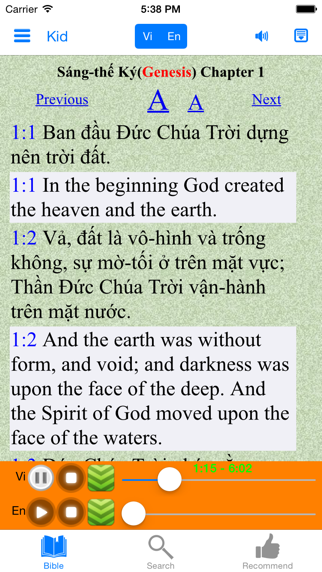 Vietnamese English Audio Bible Screenshot