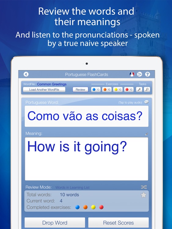 Learn Portuguese FlashCards for iPad