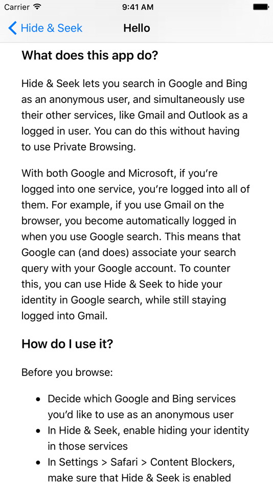 #1. Hide & Seek: Better privacy for your web searches (iOS) 由: Roopesh Chander Sivaraman