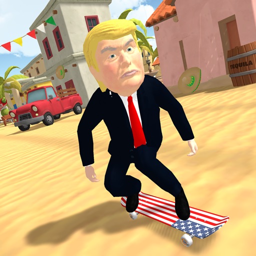 President Skater 3D. Retro Donald in Pixel City