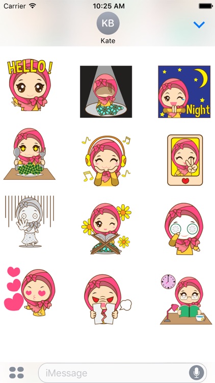 Dinda, girl with pretty hijab for iMessage Sticker