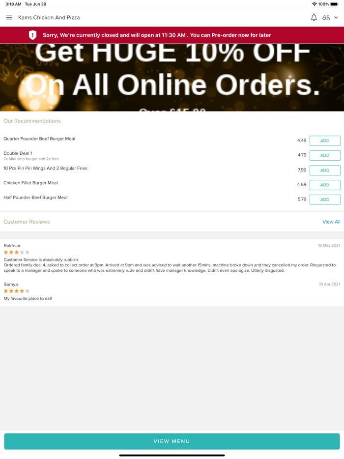 Kams Chicken And Pizza