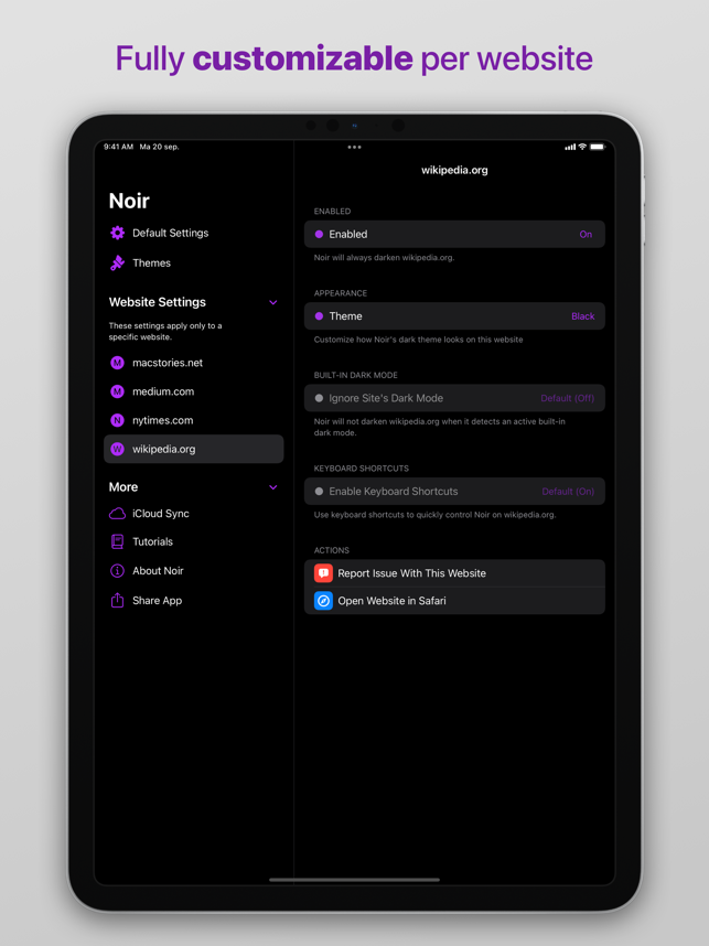 ‎Noir - Dark Mode for Safari Screenshot