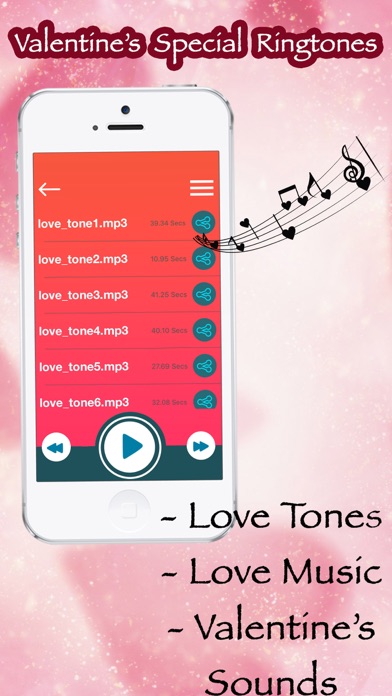 Screenshot #1 pour Valentine's Day Ringtones, Love Songs & Music